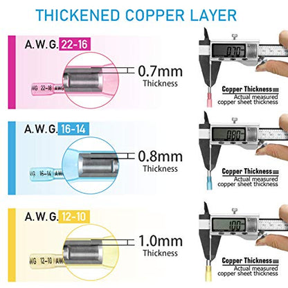 TICONN 250Pcs Heat Shrink Wire Connectors, Waterproof Automotive Marine Electrical Terminals Kit, Crimp Connector Assortment, Ring Fork Spade Splices