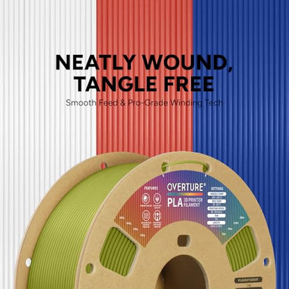 OVERTURE PLA Filament 1.75mm, Neatly Wound 3D Printer Filament 1kg Spool (2.2lbs), Dimensional Accuracy +/- 0.02 mm, Fit Most FDM 3D Printers (Olive Green)
