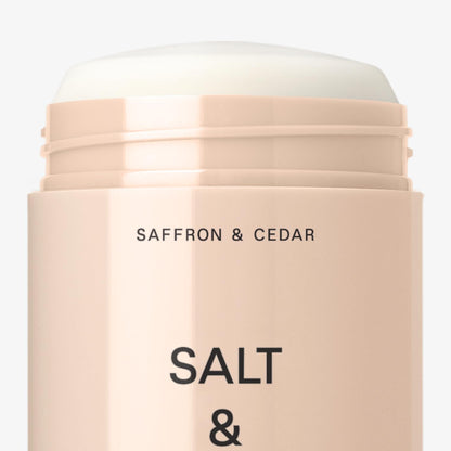 SALT & STONE Aluminum Free Deodorant | Extra Strength 48 Hour Protection for Women & Men | Made with Seaweed Extracts, Shea Butter & Prebiotics (Saffron & Cedar)