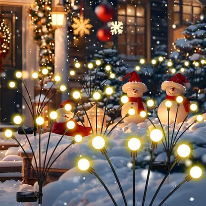 Solar Garden Lights Outdoor, 4 Pack Firefly Swaying Lights, Waterproof Garden Decor for Yard Patio Pathway Lawn, Gardening Gifts for Women Christmas Decoration