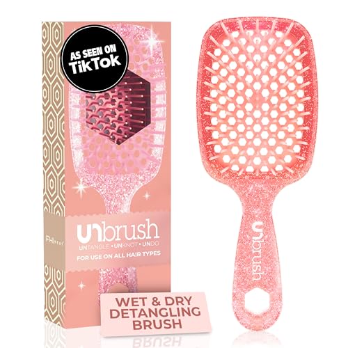 FHI Heat UNbrush Detangling Brush for Pain-Free Brushing on All Wet or Dry Hair Types — Durable DuoFlex Anti-Static Bristles, Lightweight Handle, Vented Hair Brush