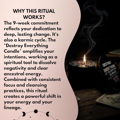 Destroy Everything Spiritual Candle to Cut Ties, Remove hexes and Bad luck | Energy cleansing | Soy Candles Non Toxic | Sage Candle | Cleanse Your Home & Calm, Soothe, Restore Body & Mind (Set Of 9)