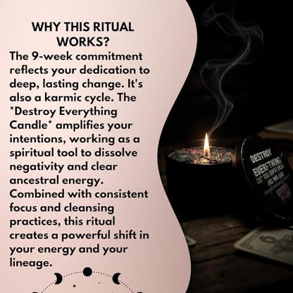 Destroy Everything Spiritual Candle to Cut Ties, Remove hexes and Bad luck | Energy cleansing | Soy Candles Non Toxic | Sage Candle | Cleanse Your Home & Calm, Soothe, Restore Body & Mind (Set Of 9)