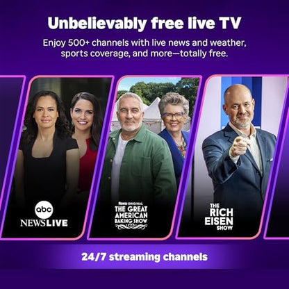 Roku Streaming Stick Plus 2025 - 4K & HDR Roku Streaming Device for TV with Voice Remote - Free & Live TV