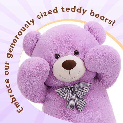 MaoGoLan Big Teddy Bear 6 Feet,Life Size Huge Teddy Bear Plush Stuffed Animal,Adorable and Soft Purple Teddy Bear Gift for Christmas,Valentines,Birthday,or Long Distance