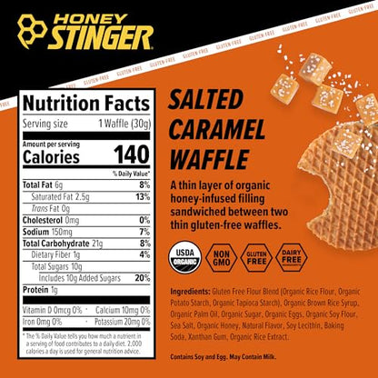 Honey Stinger Organic & Gluten Free Energy Waffle Variety Pack, 12 Salted Caramel and 6 Cookies & Cream Waffles, Nutritious Stroopwafel Snack for Exercise, Endurance and Performance