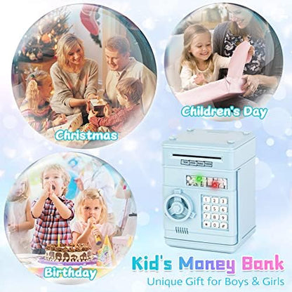 Refasy Piggy Bank Cash Coin Can ATM Bank Electronic Coin Money Bank for Kids Age 3-12, Money Savings Box Mini ATM Coin Bank Toys Gifts for 3 4 5 6 7 8 9 10 11 12 Year Old Boys Girls