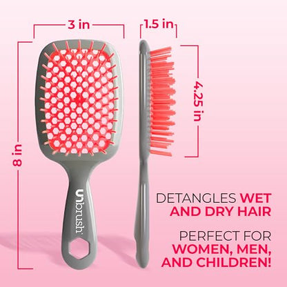 FHI Heat UNbrush Detangling Brush for Pain-Free Brushing on All Wet or Dry Hair Types — Durable DuoFlex Anti-Static Bristles, Lightweight Handle, Vented Hair Brush