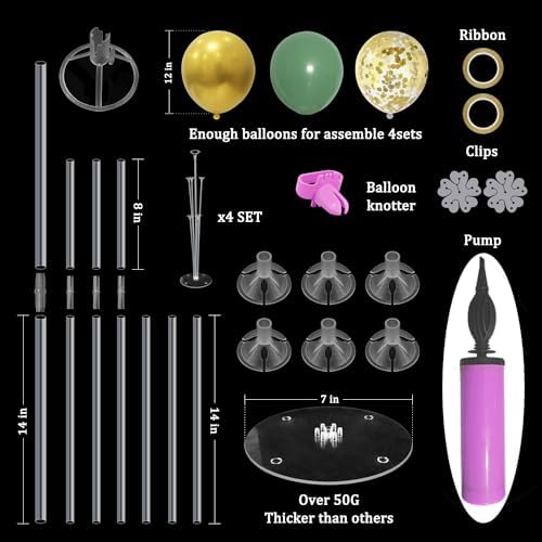 Green and Gold Balloon Stand Centerpiece Table Decorations for Birthday Woodland Baby Shower Party Decoration (Green gold set4)