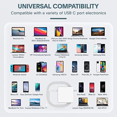 Mac Book Pro Charger - 118W USB C Charger Fast Charger Compatible with MacBook Pro/Air, M1 M2 M3 M4, iPad Pro, Samsung Galaxy, and More USB-C Devices(6.6 ft Cable Included)