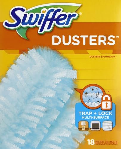 Swiffer Feather Dusters Multi-Surface Duster Refills, Bamboo, White, 18 Count (Pack of 2)