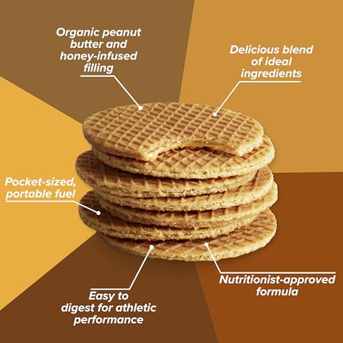Honey Stinger Organic Peanut Butter Waffle, Energy Stroopwafel for Exercise, Endurance and Performance, Sports Nutrition for Home & Gym, Pre & During Workout, 16.96 Ounces (Pack of 16)