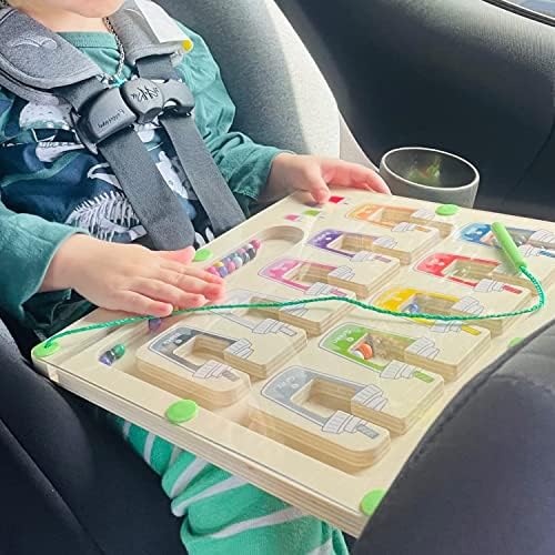 Magnetic Color and Number Maze, Montessori Wooden Magnet Puzzle Game Board for Toddlers, Learning & Education Toys for Preschoolers, Fine Motor Skills Toys for Boys Girls 3-5 Years Old