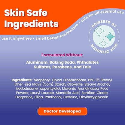 Lume Whole Body Deodorant - Smooth Solid Stick - 72 Hour Odor Control - Aluminum Free, Baking Soda Free and Skin Safe - 2.6 Ounce (Pack of 2) (Soft Powder)