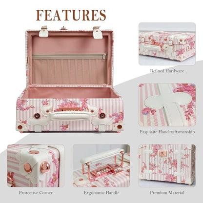 Unitravel Baby Keepsake Case, 13" Handmade Memory Storage Box, Newborn Keepsake Box, Vintage Suitcase for Baby Shower, Baptism, Naming Ceremony or Birthday (floral)