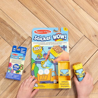 Melissa & Doug Sticker Wow!™ Bulldozer Bundle: 24-Page Activity Book, Refillable Sticker Stamper, Mini Pad, 500 Stickers, Arts and Crafts for Kids Ages 3+