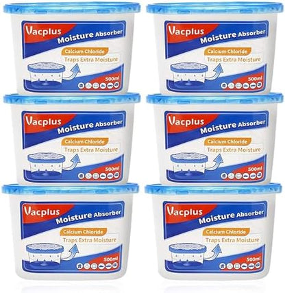 Vacplus Moisture Absorbers 6 Pack, 10.5 Oz Portable Humidity Absorber Boxes for Your Bathroom, Closet & Car, Dehumidifier with Fragrance Free, Navy Blue