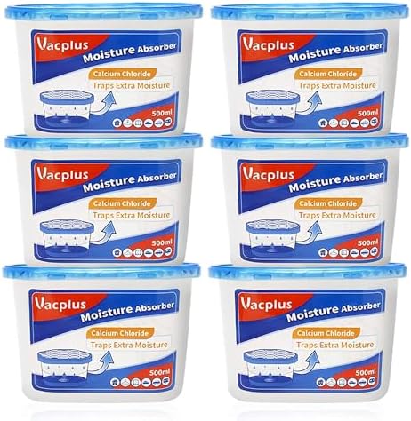 Vacplus Moisture Absorbers 6 Pack, 10.5 Oz Portable Humidity Absorber Boxes for Your Bathroom, Closet & Car, Dehumidifier with Fragrance Free, Navy Blue