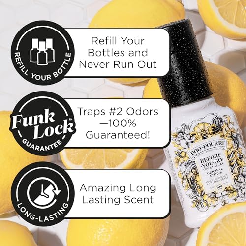Poo-Pourri Before-You-Go Toilet Spray, Original Citrus, Refill Bottle 16 Fl Oz - Lemon, Bergamot and Lemongrass