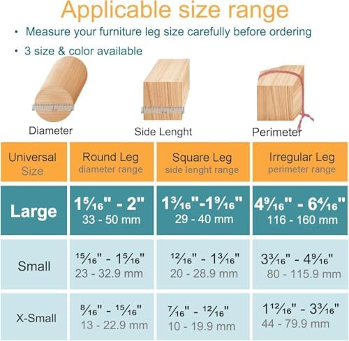 32 Pcs Silicone Chair Leg Floor Protectors for Hardwood Floors, Brown Felt Bottom Chair Leg Covers, Free Moving Table Leg Covers, Stool Leg Protectors Caps（Large fit : 1.3'' - 2''）