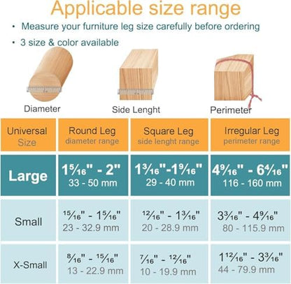 32 Pcs Silicone Chair Leg Floor Protectors for Hardwood Floors, Brown Felt Bottom Chair Leg Covers, Free Moving Table Leg Covers, Stool Leg Protectors Caps（Large fit : 1.3'' - 2''）