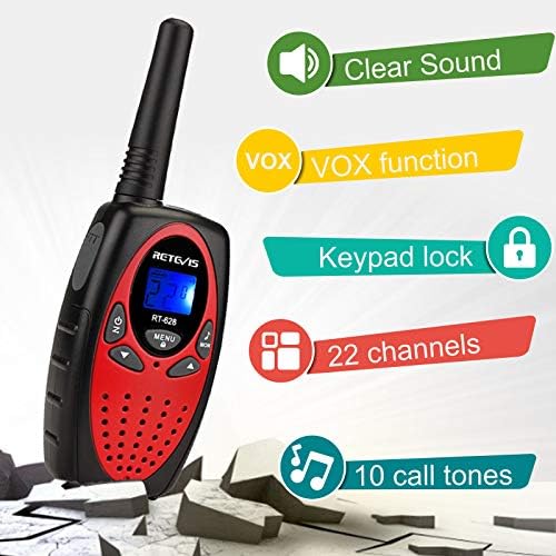 Retevis RT628 Walkie Talkies for Kids,Toys Gifts for 6-12 Years Old Boys Girls,Long Range 2 Way Radio 22CH VOX,Birthday Gift,Family Walkie Talkie for Camping Hiking Indoor Outdoor