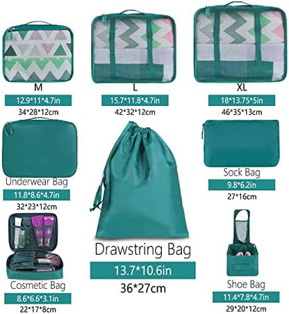 BAGAIL 8 Set Packing Cubes Luggage Packing Organizers for Travel Accessories (Aqua Color)