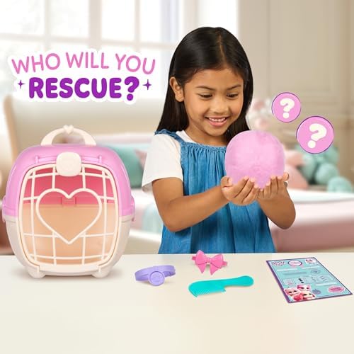 SCRUFFALUVS Pet Scruffs Pink - Mystery Plush Toy, 7.5" Tall - Wash to Reveal 1 of 3 Rescue Pets: Puppy, Bunny, or Kitty - Includes 8.7" Deluxe Pet Carrier - Styles May Vary