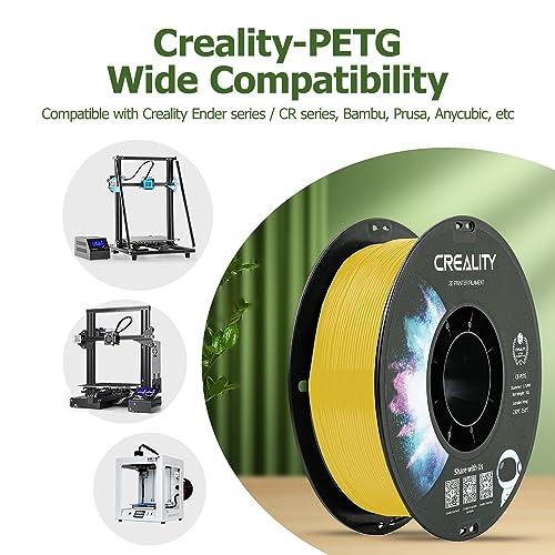 Official Creality PETG 3D Printer Filament 1.75mm 1KG (2.2lbs), High Precision, Strong Toughness, Odorless, Better Flow, Moistureproof 3D Printing CR PETG Filament, Yellow