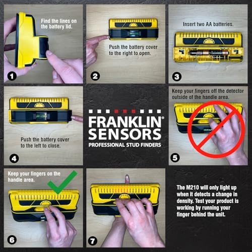 Franklin Sensors ProSensor M210 Stud Finder with 13-Sensors, Wood & Metal Stud Detector/Wall Scanner, Live Wire Detection
