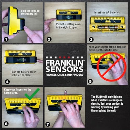 Franklin Sensors ProSensor M210 Stud Finder with 13-Sensors, Wood & Metal Stud Detector/Wall Scanner, Live Wire Detection