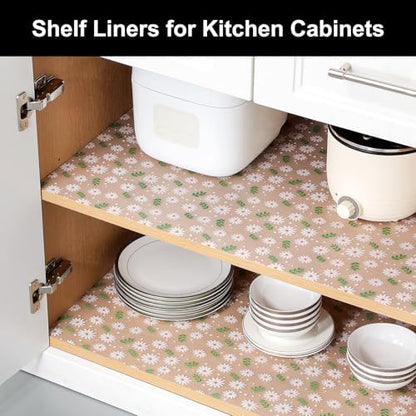 Cooyes Shelf Liner – Premium Non-Adhesive Cabinet & Drawer Liner for Kitchen – Waterproof Shelf Paper with Modern Pattern – Durable EVA Cabinet Mat – Easy to Cut