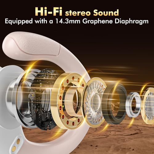 Wireless Earbuds, Sports Bluetooth Headphones, 80Hrs Playtime Ear Buds with LED Power Display, Noise Canceling Headset, IPX7 Waterproof Earphones for Workout/Running Rose Gold