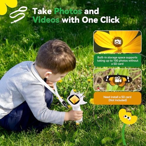 HP40 IPS Microscope for Kids: [Easy and Fun] 2" Portable Handheld Kids Microscope Miniscope, Pocket Mini Scope Educational Science Kit, Christmas Birthday Gifts for Kids, PC View, White