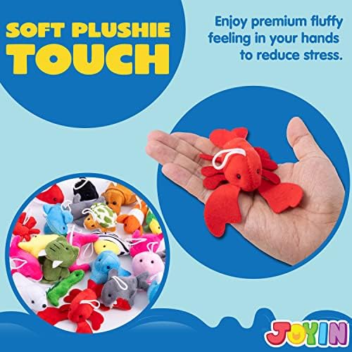 JOYIN 24 Pcs Mini Sea Animal Plush Toys, 3” Stuffed Sea Animal Bulk for Kids Birthday Party Favors, Basket Stuff, Pinata Fillers, Goodie Bag Fillers, School Prizes, Valentine's Day Party Supplies