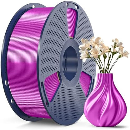 SUNLU 3D Printer Silk Filament,Shiny Silk PLA Filament 1.75mm, Smooth Silky Surface, Great Easy to Print for 3D Printers, Dimensional Accuracy +/- 0.02mm, Silk Purple 1KG