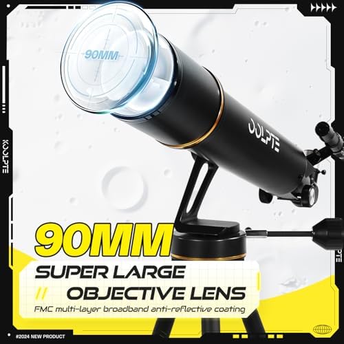 Telescope, 90mm Aperture 700mm - Vertisteel AZ Mounting Base, High Power Telescopes for Astronomy Enthusiasts, Adults & Kids, with Carrying Bag, Wireless Remote Control, Phone Adapter (Black)
