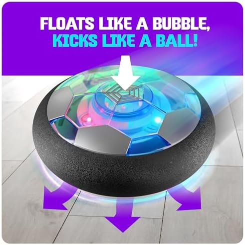 Hover Soccer Ball for Kids - Boy Birthday Gifts - Indoor Toy Games Gift for Boys Age 6, 7, 8, 9, 10, 11, 12 Year Old - Light-Up Toys Game for Kid - 6-8, 8-12 - Gift for 8 Year Olds (Single)