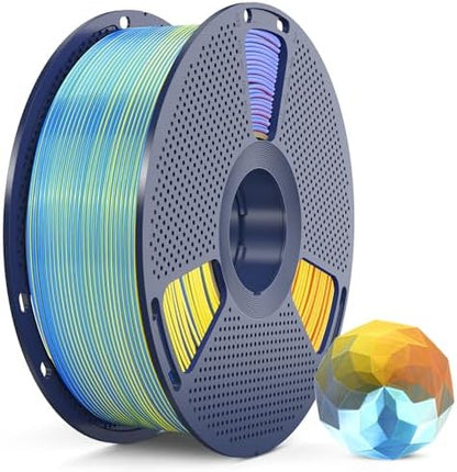 SUNLU PLA+ Silk Filament, Four-Color 3D Printer Filament 1.75mm, Dimensional Accuracy +/- 0.02mm, 1KG Spool(2.2 lbs), Silk Quadruple Color(Blue Purple Orange Yellow)