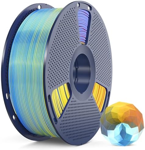 SUNLU PLA+ Silk Filament, Four-Color 3D Printer Filament 1.75mm, Dimensional Accuracy +/- 0.02mm, 1KG Spool(2.2 lbs), Silk Quadruple Color(Blue Purple Orange Yellow)