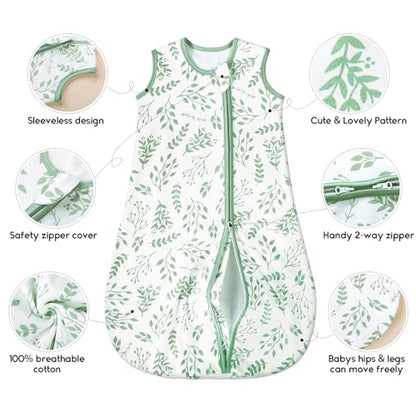 Yoofoss Baby Sleep Sack 6-12 Months TOG 1.0 Baby Wearable Blanket, 2 Pack 100% Organic Cotton Infant Toddler Sleeping Sack 2-Way Zipper Lightweight Sleep Sack