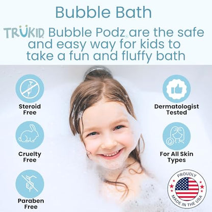TruKid Bubble Podz Bubble Bath for Kids, Toddlers, & Babies, Tear Free Gentle & Refreshing Bath Bomb for Sensitive Skin with Natural Moisturizers, Non-Toxic, pH Balanced, Lavender Scent (24 Podz)