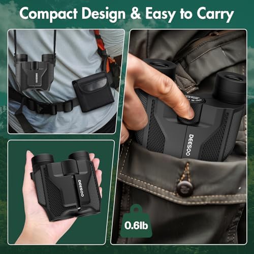 Compact Binoculars for Adults High Powered - Deesoo 20x25 Mini Small Binocular for Kids - Low Light Vision Binoculars for Bird Watching Travel Concert Hunting Hiking
