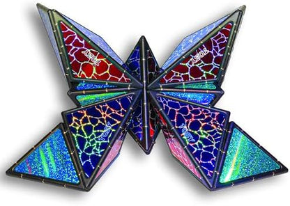 TOSY Magnet Pyramid Stone - 1 Cube Transforms into 1 Billion Shapes, 14 pcs (12 Puzzle pcs and 2 Accessories), 243 Rare Earth Magnets, Holographic Design Magnet Tiles Creative Puzzle STEM/STEAM Toy