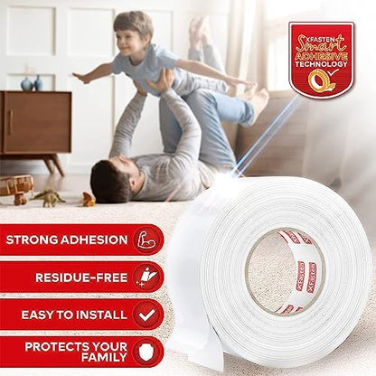 XFasten Double Sided Carpet Tape for Area Rugs 3 Inch x 20 Yards, Residue-Free Carpet Tiles Tape, Removable Heavy-Duty Rug Pad Gripper for Hardwood, Vinyl Flooring Underlayments, Laminate- Wood-Safe