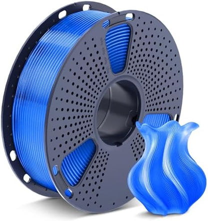 SUNLU 3D Printer Filament PETG Filament 1.75mm, Less Stringing Good Layer Adhesion High Toughness, PETG Filament 1.75 ±0.02mm, 1kg Spool(2.2lbs), Transparent Blue