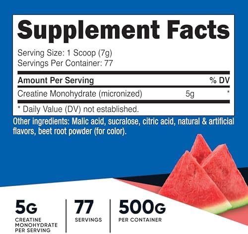 Nutricost Creatine Monohydrate Powder (Watermelon, 500 Gram) - Micronized Creatine Supplement - Vegan, Non-GMO, Gluten Free