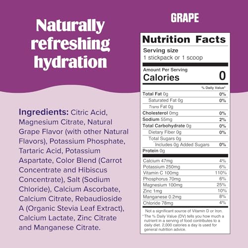 Ultima Replenisher Daily Electrolyte Powder Drink Mix – Sugar Free – Grape, 90 Servings – Hydration Powder with 6 Key Electrolytes and Trace Minerals – Keto Friendly, Vegan, Non-GMO