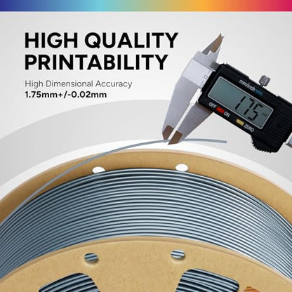 OVERTURE PLA Filament 1.75mm, Neatly Wound 3D Printer Filament 1kg Spool (2.2lbs), Dimensional Accuracy +/- 0.02 mm, Fit Most FDM 3D Printers (Metallic Gray)