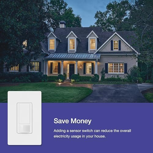 Lutron Maestro Motion Sensor Light Switch Indoor for Bathroom, Garage, Laundry Room, Any Bulbs, Occupancy Vacancy Sensor, Single-Pole, MS-OPS2-WH, White